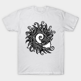 Black and White Print of Exotic Sea Shell T-Shirt